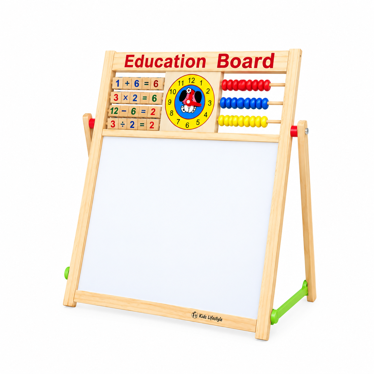 Multi-Functional Wooden Education Board for Kids – Bangla, English, Math, Abacus & Clock Learning Board