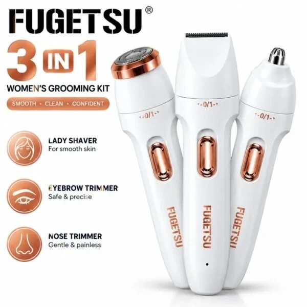 Fugetsu 3-in-1 Rechargeable Women’s Razor and Eyebrow Trimmer